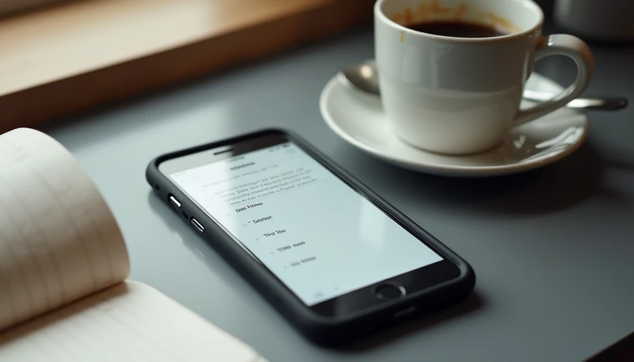 Phone notes app showing repeated weekly outfits next to coffee and notebook