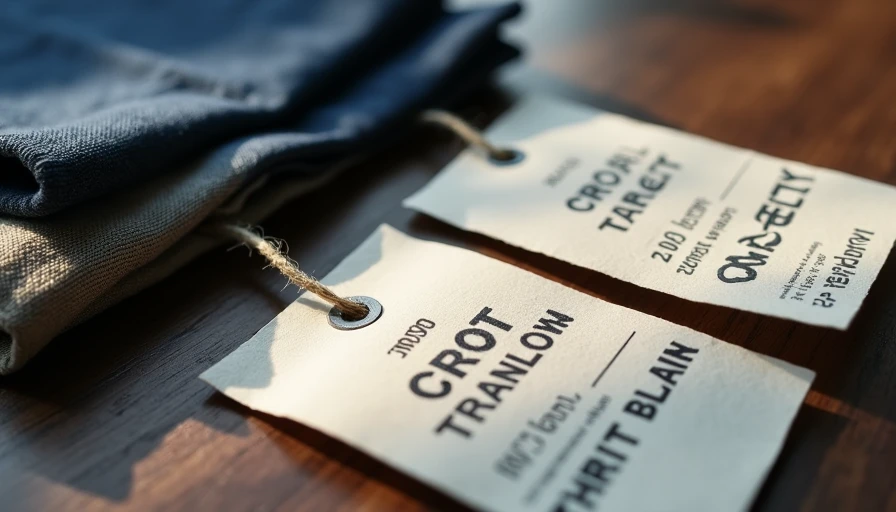 Clothing tags and fabric samples from various budget menswear stores