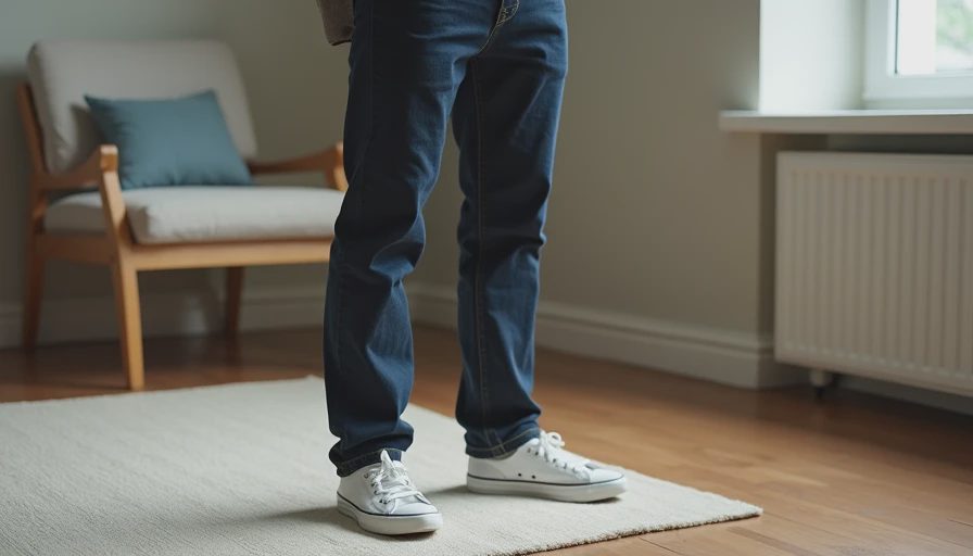 Dark straight jeans styled with sweater and sneakers for clean everyday look