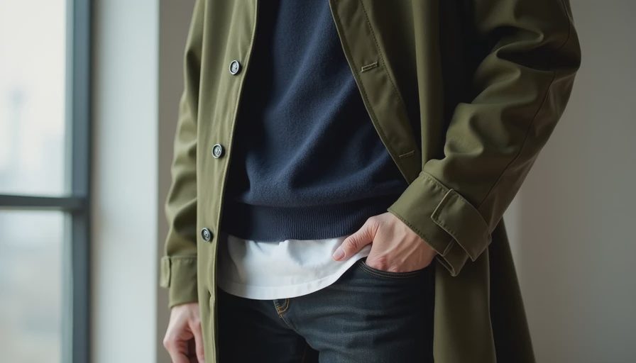 Practical layering example with merino sweater and chore coat
