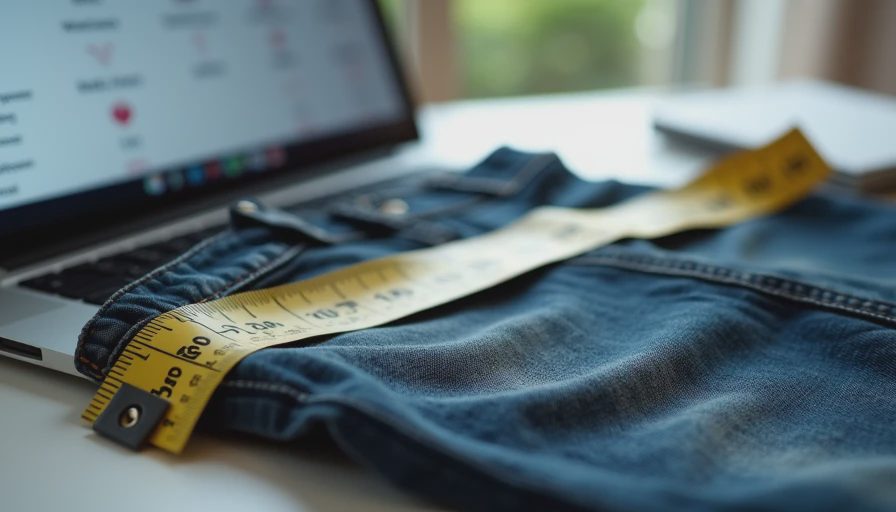 Measuring clothes and checking size guides for online shopping